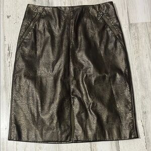 Worth Chocolate Brown Faux Leather Pencil Skirt Size 4
